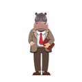 Business man with hippo head standing with folder Royalty Free Stock Photo