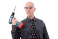 Business man and his drill Royalty Free Stock Photo