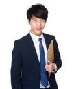 Business man hold with clipboard Royalty Free Stock Photo