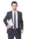 Business man hold with clipboard Royalty Free Stock Photo