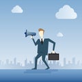 Business Man Hold Megaphone Loudspeaker Digital Marketing Concept Royalty Free Stock Photo