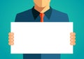 Business man holding a blank banner. Vector illustration Royalty Free Stock Photo