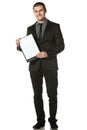 Business man holding blank board Royalty Free Stock Photo