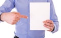 Businessman holding blank sheet of paper. Royalty Free Stock Photo