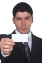 Business man holding blank white card Royalty Free Stock Photo