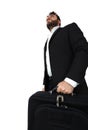 Business man holding brief case and walking Royalty Free Stock Photo