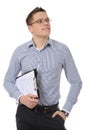 Business man holding clipboard Royalty Free Stock Photo