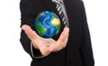 Business man holding earth (Elements of this image f Royalty Free Stock Photo
