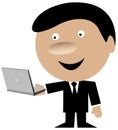 Business man holding a laptop computer