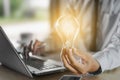 business man holding light bulb, concept idea with innovation an Royalty Free Stock Photo