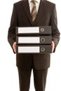 Business man holding three folders Royalty Free Stock Photo