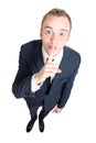 Business man hushing Royalty Free Stock Photo