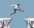 The Business Man Jump across the chasm. Royalty Free Stock Photo