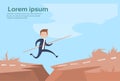 Business Man Jump Dangerous Mountain Gap Risk Concept Royalty Free Stock Photo