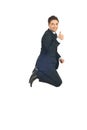 Business man jump and gives thumbs Royalty Free Stock Photo