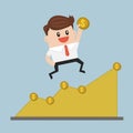 Business man jump over growth graph. Royalty Free Stock Photo