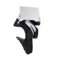 Business man jumping and holding billboard Royalty Free Stock Photo