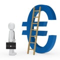 Business man ladder euro blue Royalty Free Stock Photo