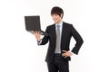 Business man and laptop. Royalty Free Stock Photo
