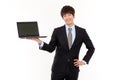 Business man and laptop. Royalty Free Stock Photo