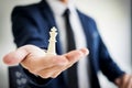 business man leader of a successful business holding the chess i Royalty Free Stock Photo