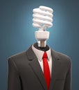 Business Man With The Light Bulb Instead Of Head