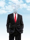 Business Man With Light Bulb Instead Of Head
