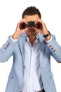 Business man looking through binocular Royalty Free Stock Photo