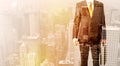 Business man looking at overlay city background Royalty Free Stock Photo