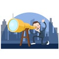 Business man looking into telescope search oportunity Royalty Free Stock Photo