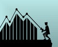 Business man loss bar graph going down. Business. Manages financial. Profit decreases concep