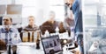 Business man making a presentation at office. Business executive delivering a presentation to his colleagues during Royalty Free Stock Photo