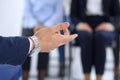 Business man making presentation to group of people. Speaker delivering a seminar to his colleagues or business training Royalty Free Stock Photo