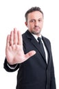 Business man making stop gesture Royalty Free Stock Photo