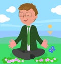 Business man in meditation pose vector