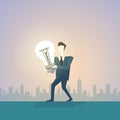 Business Man New Creative Idea Concept Hold Light Bulb Royalty Free Stock Photo