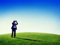 Business man observing nature telescope outdoors Concept Royalty Free Stock Photo