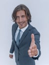Business man offer and give hand for handshake. Royalty Free Stock Photo
