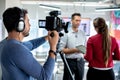 Business Man In Office Talking And Smiling During Corporate Interview