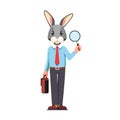 Business man with rabbit head holding briefcase