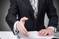 Business man open hand ready to seal a deal, partner shaking hands, in the office Royalty Free Stock Photo