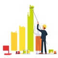 Business man painting bar graph with roller paint Royalty Free Stock Photo