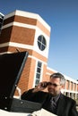 Business Man on Phone Outside Royalty Free Stock Photo