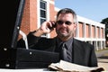 Business Man on Phone Outside Royalty Free Stock Photo