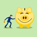 Business man with piggy bank ,vector