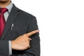Business man pointing at copy space Royalty Free Stock Photo