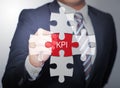 Business Man pointing on jigsaw written word KPI Royalty Free Stock Photo