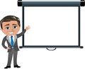 Business Man Presenting Blank Projector Screen