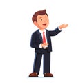 Business man presenting gesture with both hands