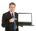 Business man presenting laptopn Royalty Free Stock Photo
